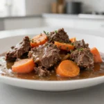 Savoureuse queue de bœuf aux carottes et au vin préparée au Cookeo.