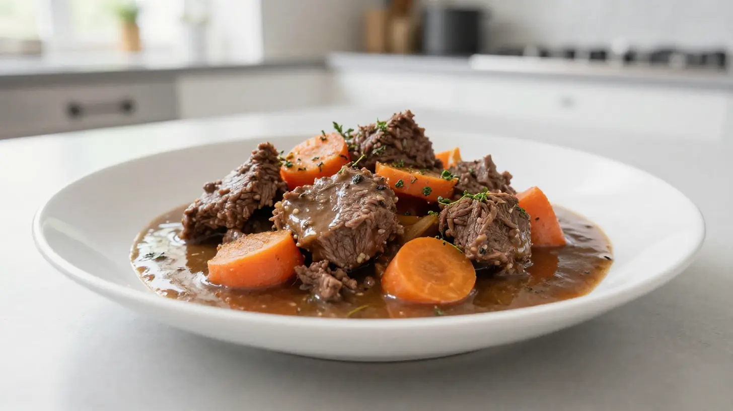 Savoureuse queue de bœuf aux carottes et au vin préparée au Cookeo.