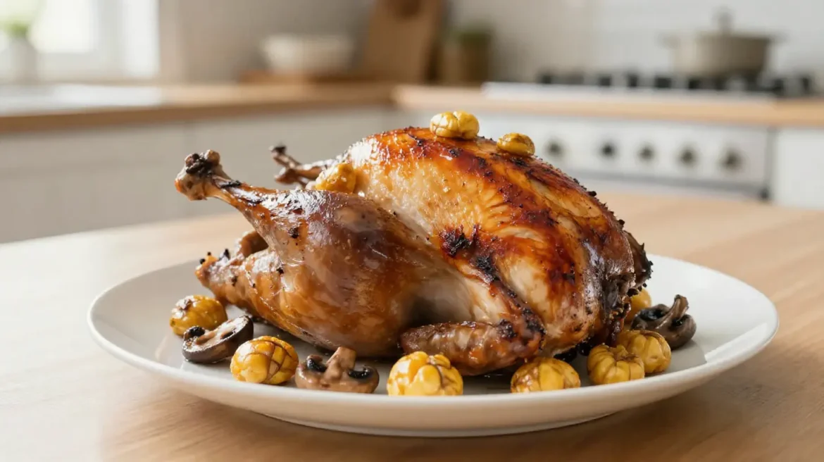Délicieux rôti de dinde aux marrons et aux champignons préparé avec le Cookeo.