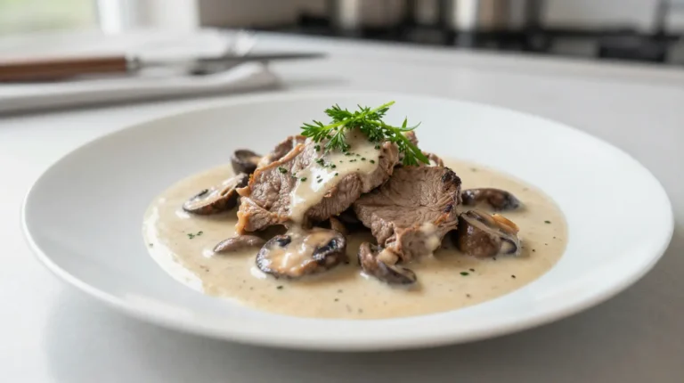 Savoureux sauté de veau à la crème et aux morilles préparé au Cookeo.