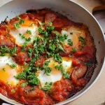 Chakchouka Cookeo servie dans une assiette blanche
