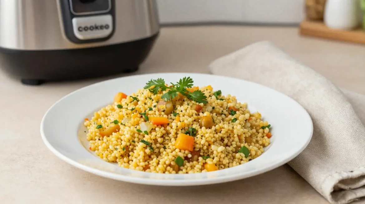 Boulgour au Cookeo Plat savoureux de boulgour cuit au Cookeo, parfait pour un repas rapide et délicieux.