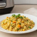 Plat savoureux de boulgour cuit au Cookeo, parfait pour un repas rapide et délicieux.