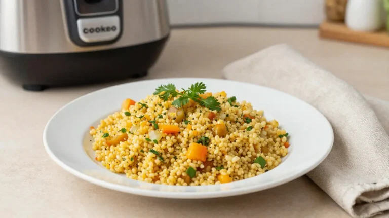 Plat savoureux de boulgour cuit au Cookeo, parfait pour un repas rapide et délicieux.