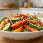 Savoureux plat de quinoa aux légumes préparé au Cookeo, parfait pour un repas équilibré.