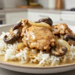 Délicieux coq au riesling préparé avec le Cookeo pour un repas savoureux.