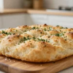 Délicieuse focaccia au Cookeo avec des herbes aromatiques et des tomates fraîches.
