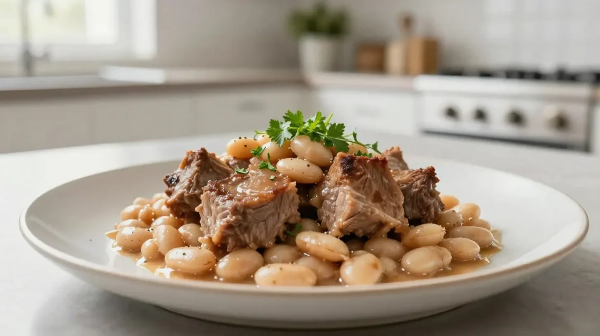 Délicieuse palette de porc aux haricots blancs cuisinée au Cookeo pour un repas réconfortant.