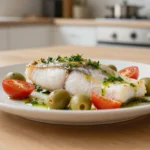 Délicieux filet de cabillaud à la niçoise préparé avec le Cookeo pour un repas rapide et savoureux.