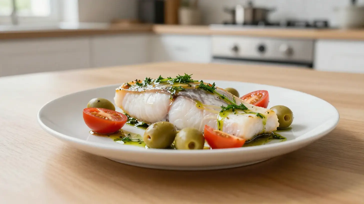 Délicieux filet de cabillaud à la niçoise préparé avec le Cookeo pour un repas rapide et savoureux.