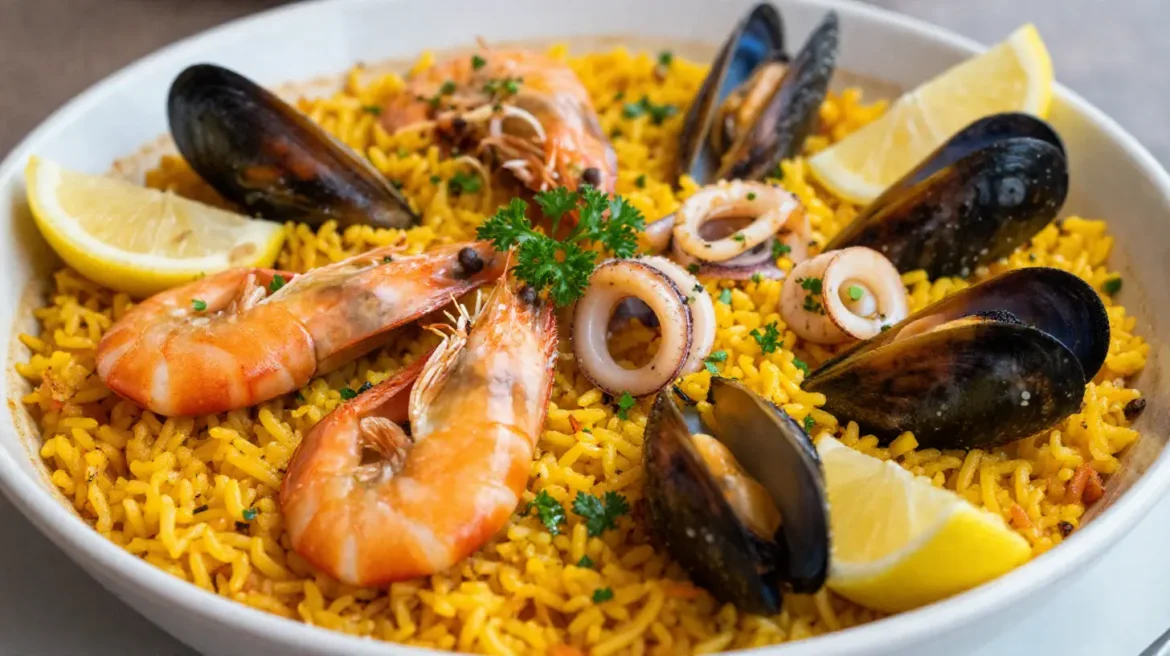 Délicieuse paella aux fruits de mer Cookeo, prête en un rien de temps.