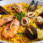 Délicieuse paella aux fruits de mer Cookeo, prête en un rien de temps.