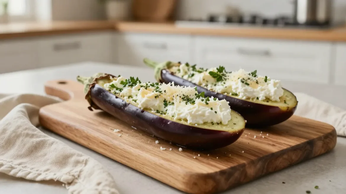 Aubergines farcies à la ricotta cookeo Délicieuses aubergines farcies à la ricotta préparées avec Cookeo.