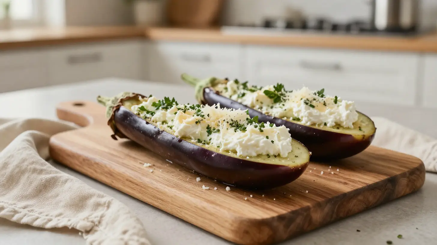 Délicieuses aubergines farcies à la ricotta préparées avec Cookeo.