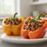 Poivrons farcis à la viande préparés avec un Cookeo pour une recette rapide et savoureuse.